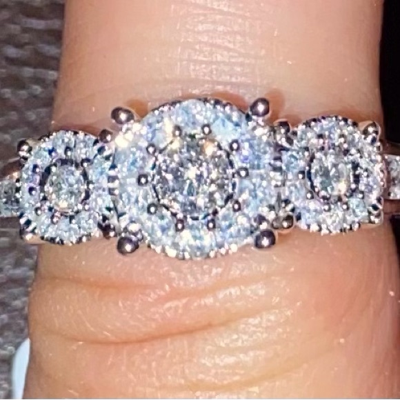 3 stone 3/4 carat diamond 14k white gold ring from Macy’s - Picture 3 of 4